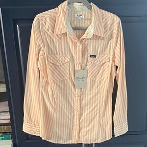 Wrangler Peach and White Stripe Button-Down Shirt